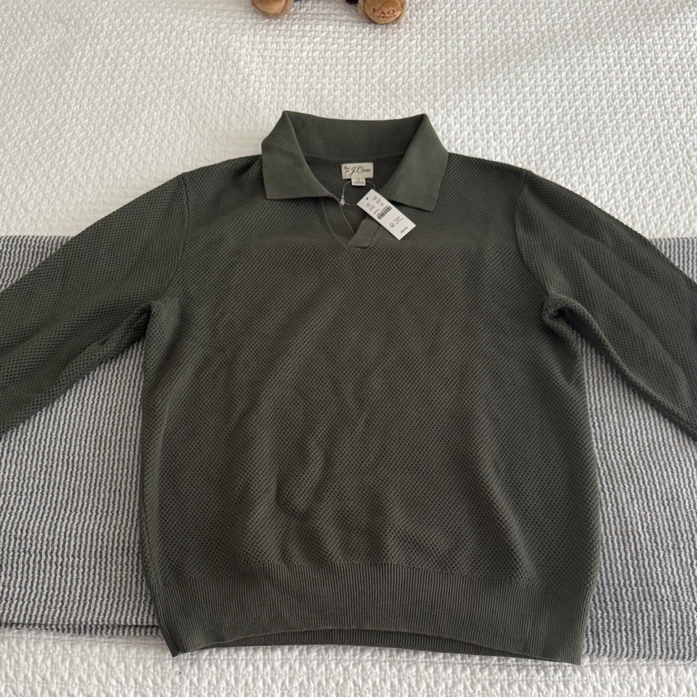 J. Crew Men's Knit Long Sleeve Sweater Polo